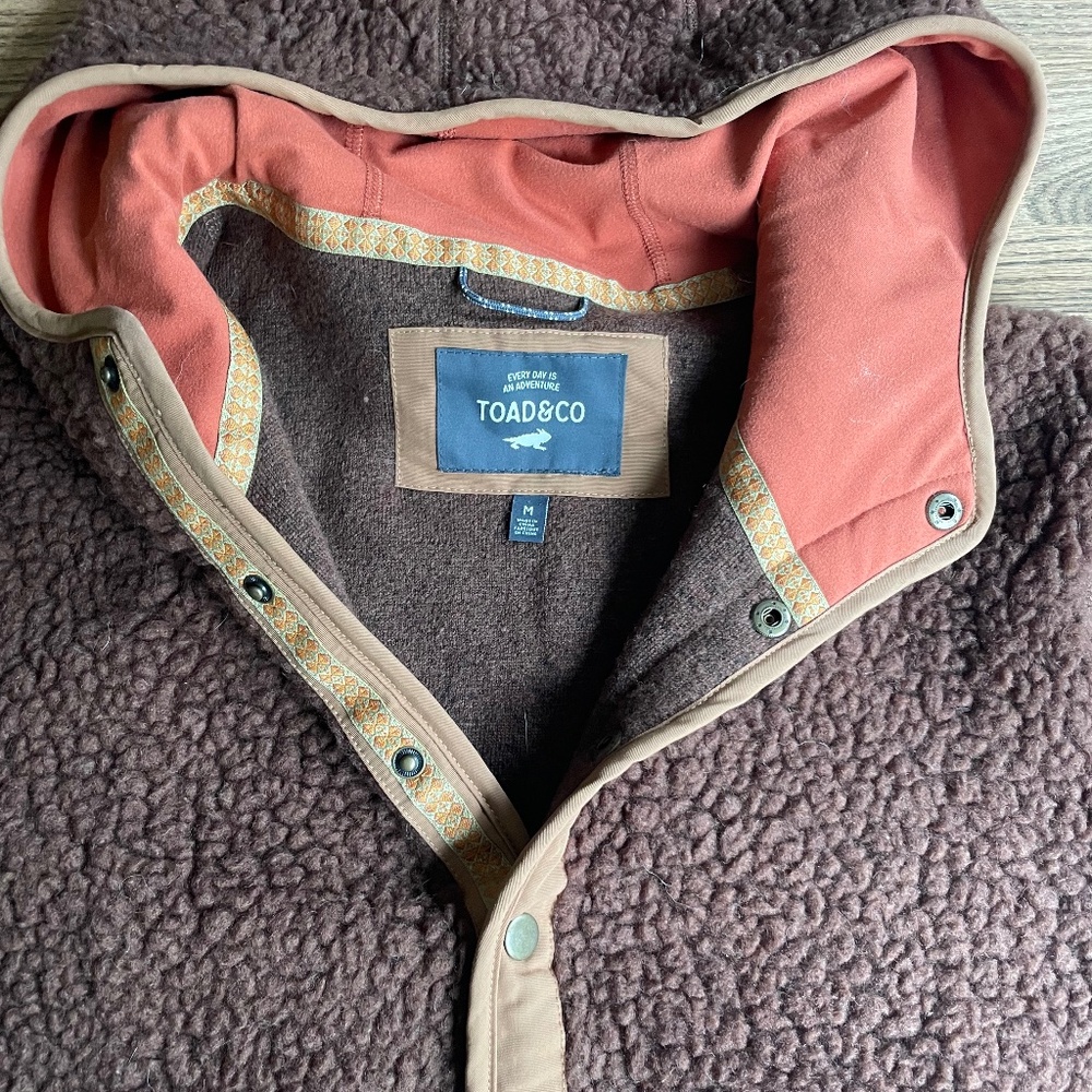 Toad & Co (M) Sespe Sherpa brown fleece hoodie jacket brown - Picture 2 of 10